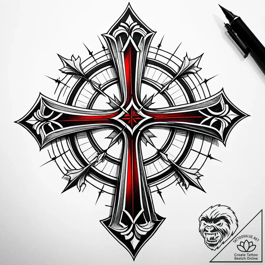прицел, ink illustration for tattoo, realisti... - style Jaeger Simple - tattoo sketch (28.11.2025 02:36)