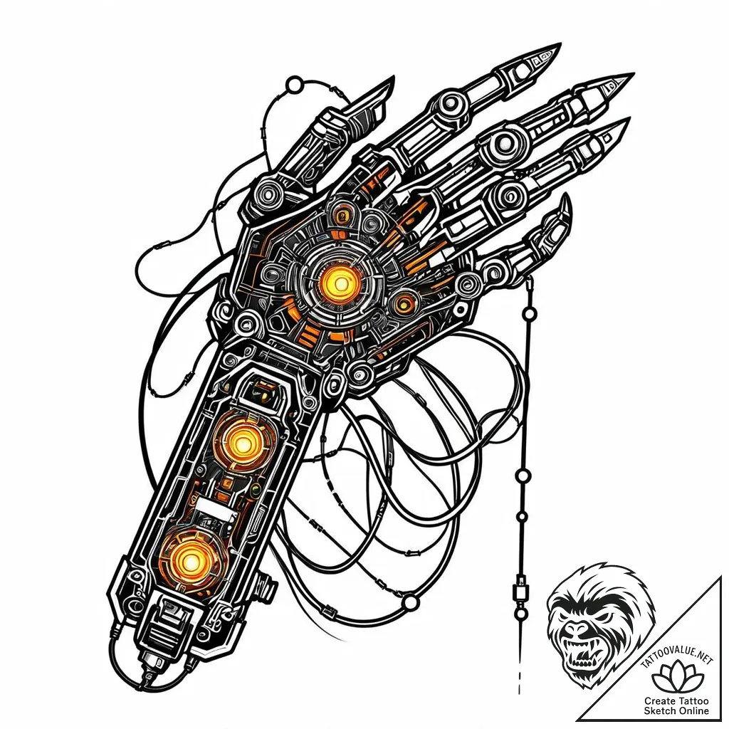 Tattoo sketch a cybernetic arm with intricate... - style Jaeger Mini - tattoo sketch (28.11.2025 02:56)