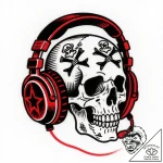 Tattoo sketch a single gaming headset outline… – style Flux Inscriptions – tattoo sketch (28.11.2025 03:37)