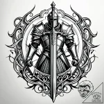 Tat tattoo sketch, heroic knight clad in shin… – style Jaeger Simple – tattoo sketch (28.11.2025 03:56)