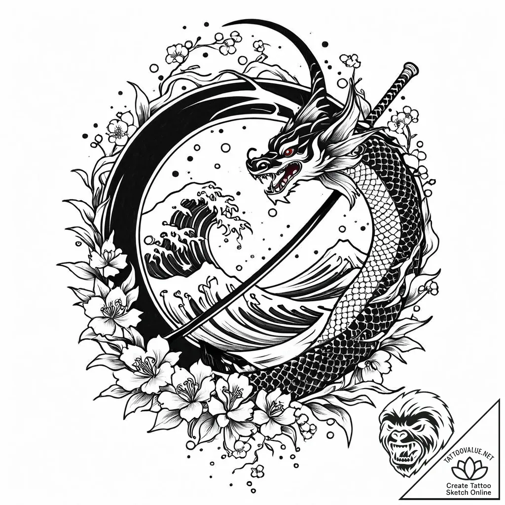 смерть с косой, tattoo line art, dotwork shad... - style Jaeger Mini - tattoo sketch (28.11.2025 06:57)
