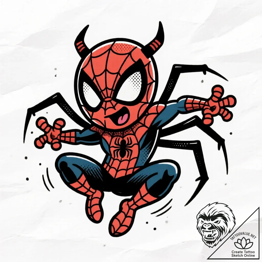 Tattoo sketch, spider-ham cartoon style with... - style Flux Inscriptions - tattoo sketch (28.11.2025 07:37)