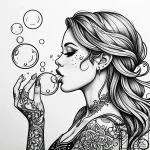 Eskiz.to, tattoo sketch, gloria blowing bubbl… – style Jaeger Simple – tattoo sketch (28.11.2025 09:17)