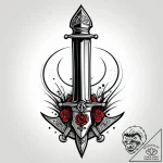 Tattoo design a medieval longsword plunged in… – style Jagger Old – tattoo sketch (28.11.2025 12:36)