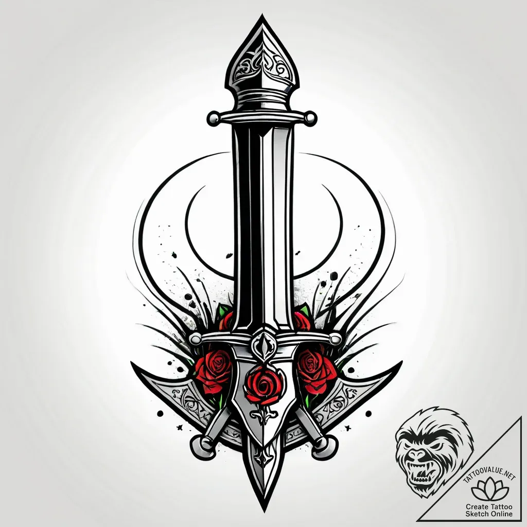 Tattoo design a medieval longsword plunged in... - style Jagger Old - tattoo sketch (28.11.2025 12:36)