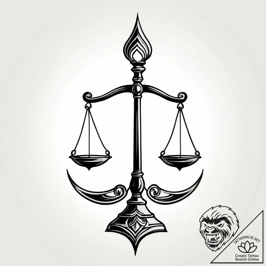 Tattoo sketch libra's scales, balanced by two... - style Jagger Old - tattoo sketch (28.11.2025 13:57)