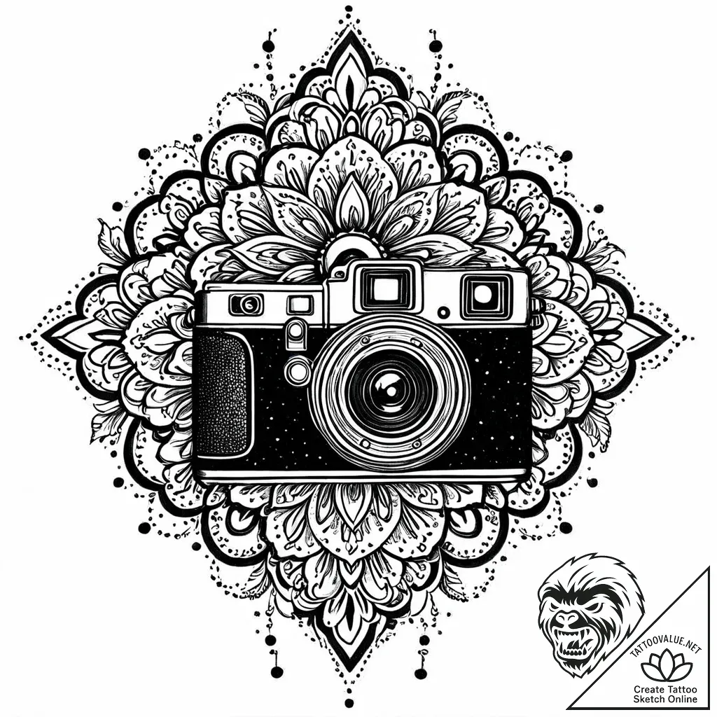 Tattoo sketch, rick’s silhouette with camera... - style Jaeger Mini - tattoo sketch (28.11.2025 14:57)