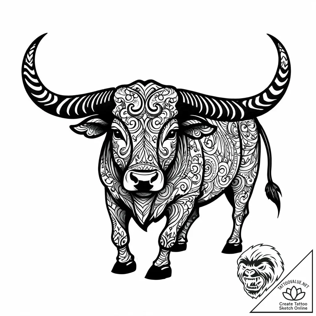 Tattoo design a taurus bull's silhouette in s... - style Jaeger Mini - tattoo sketch (28.11.2025 16:16)