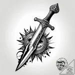 Ancient sword bleeding darkness, tattoo line… – style Jagger Old – tattoo sketch (28.11.2025 16:36)
