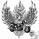 Tat tattoo sketch, motorcycle helmet with fla… – style Jaeger Mini – tattoo sketch (28.11.2025 18:57)