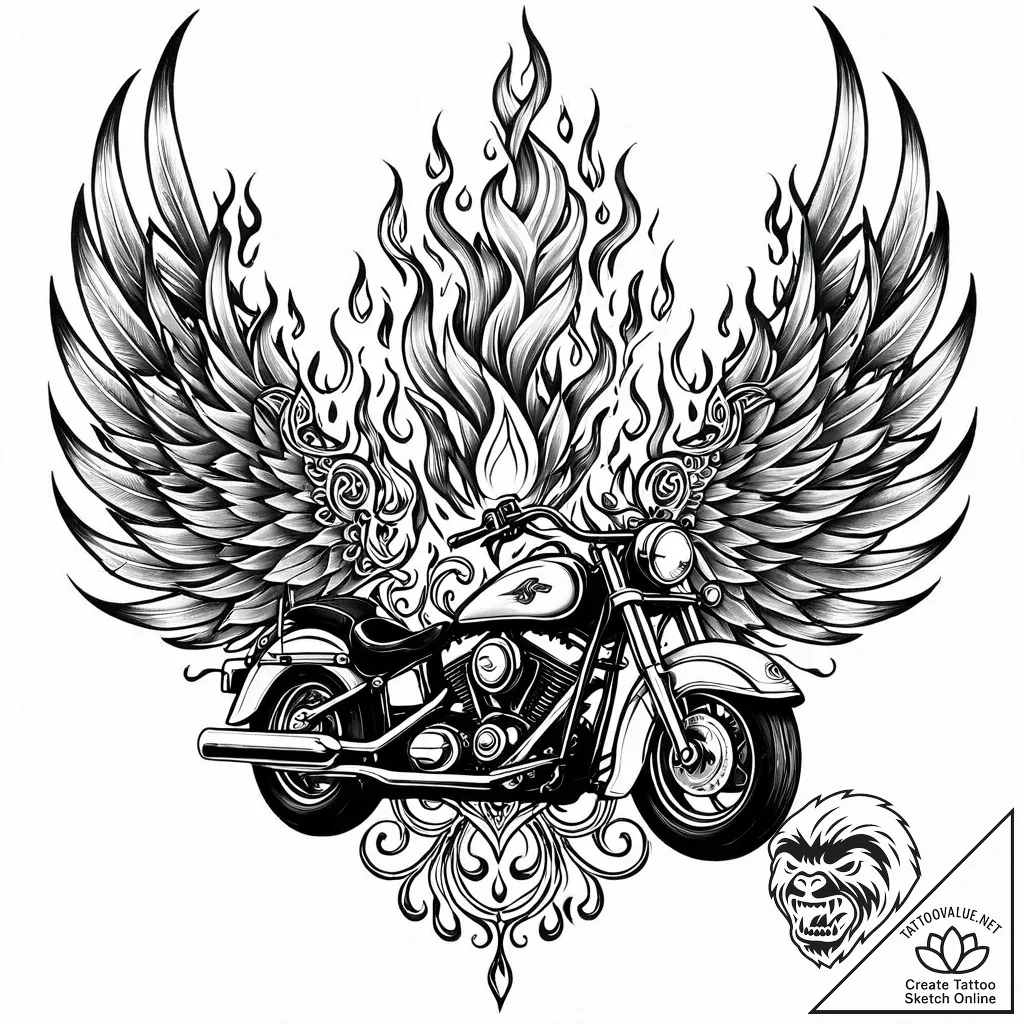 Tat tattoo sketch, motorcycle helmet with fla... - style Jaeger Mini - tattoo sketch (28.11.2025 18:57)