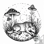 Fawn sleeping in a circle of mushrooms, artis… – style Jaeger Mini – tattoo sketch (28.11.2025 20:17)
