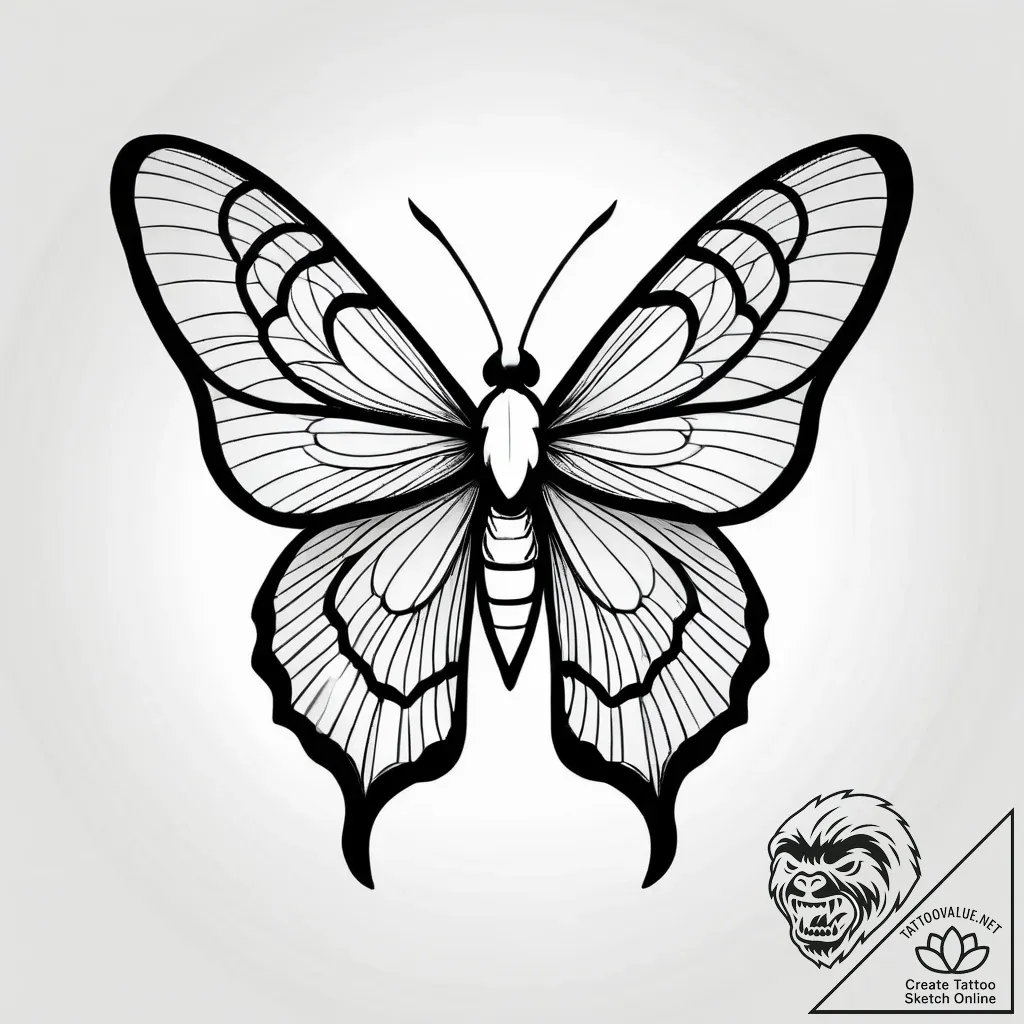 Tattoo sketch, negative space butterfly with... - style Jagger Old - tattoo sketch (28.11.2025 20:36)