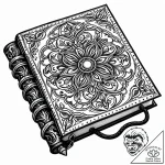 A detailed shot of an old, leather-bound book… – style Jaeger Mini – tattoo sketch (28.11.2025 21:37)