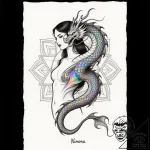 Tat tattoo sketch, nimona’s human form fading… – style Flux Inscriptions – tattoo sketch (28.11.2025 22:17)