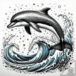 A playful dolphin leaping out of the ocean wa… – style Jaeger Simple – tattoo sketch (28.11.2025 22:36)