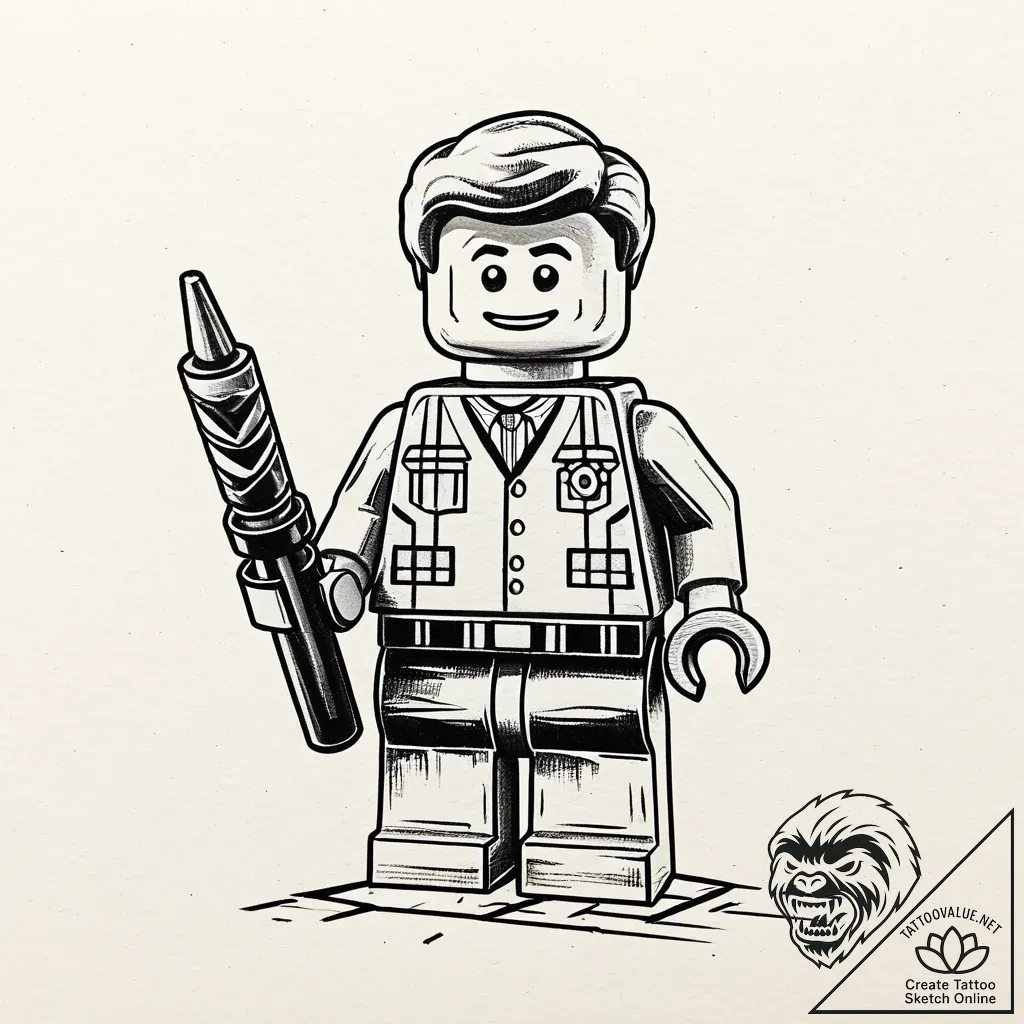 Tat tattoo sketch, emmet with paintbrush and... - style Jaeger Mini - tattoo sketch (29.11.2025 00:16)