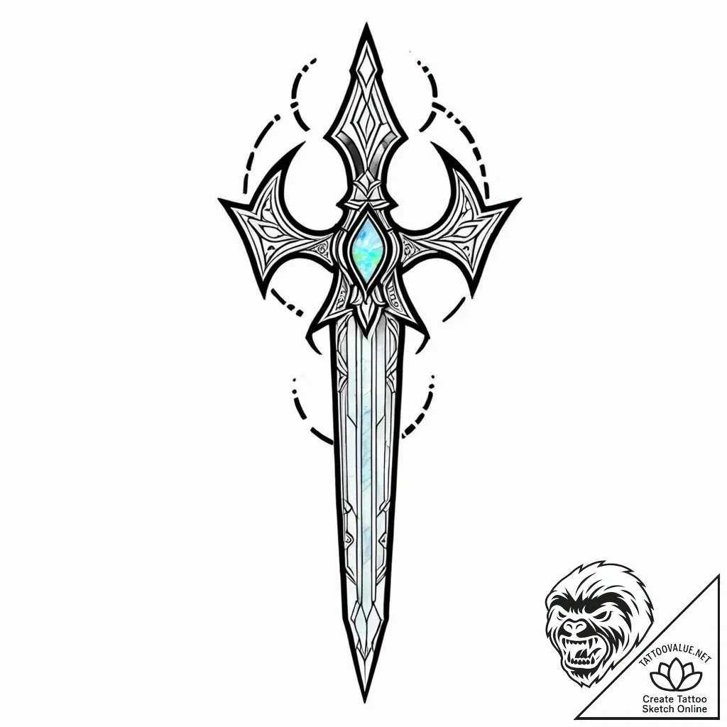 Opal dagger beneath spectral rift, tattoo ske... - style Jaeger Mini - tattoo sketch (29.11.2025 01:36)