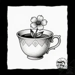 Tattoo sketch a small, elegant teacup with a… – style Flux Inscriptions – tattoo sketch (29.11.2025 02:17)
