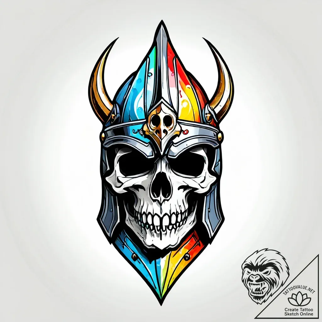 Tattoo sketch, skull adorned with medieval kn... - style Jagger Old - tattoo sketch (29.11.2025 03:16)