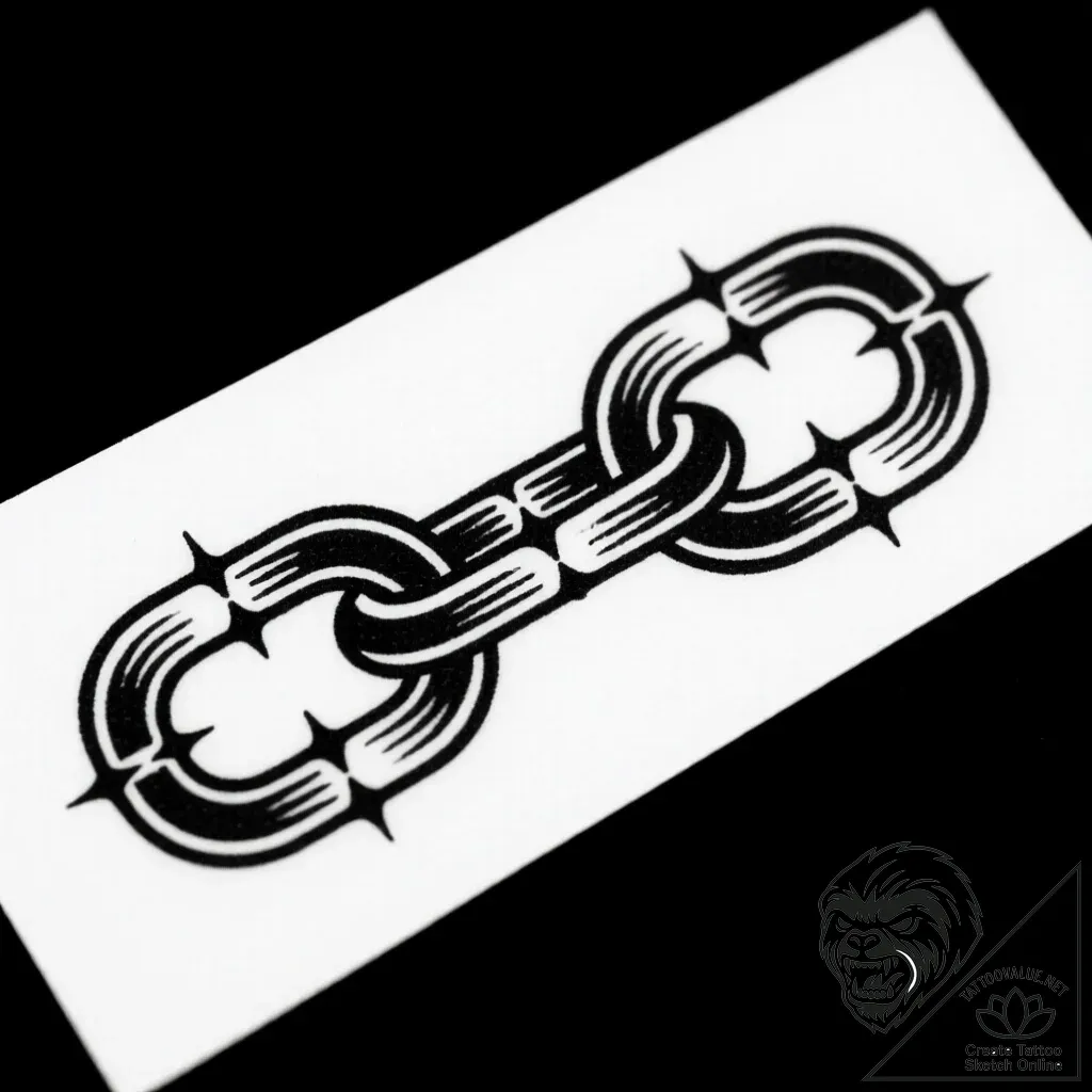 Tattoo sketch a single, unbroken chain link,... - style Flux Inscriptions - tattoo sketch (29.11.2025 04:57)