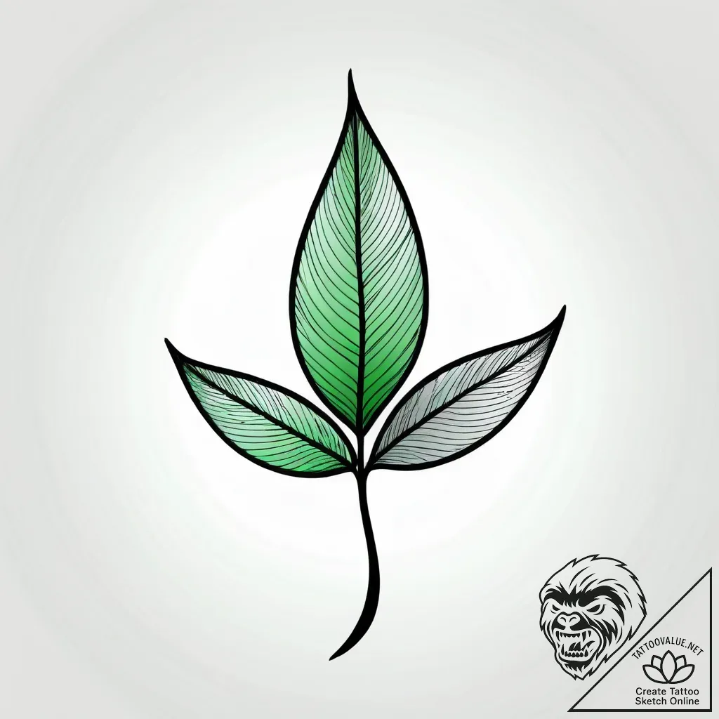 Tattoo sketch, green leaves dripping with spa... - style Jagger Old - tattoo sketch (29.11.2025 07:16)