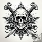 Tattoo sketch, skull intertwined with crossed… – style Jaeger Simple – tattoo sketch (29.11.2025 07:56)