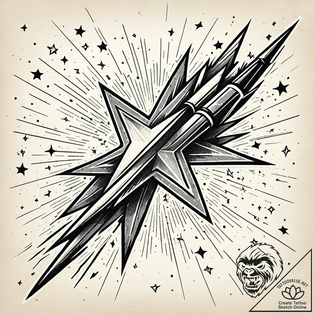 Shooting star, retro pixel art style, tattoo... - style Jaeger Simple - tattoo sketch (29.11.2025 09:16)