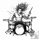 Tattoo sketch, stuart playing drums with wild… – style Jaeger Mini – tattoo sketch (29.11.2025 09:37)