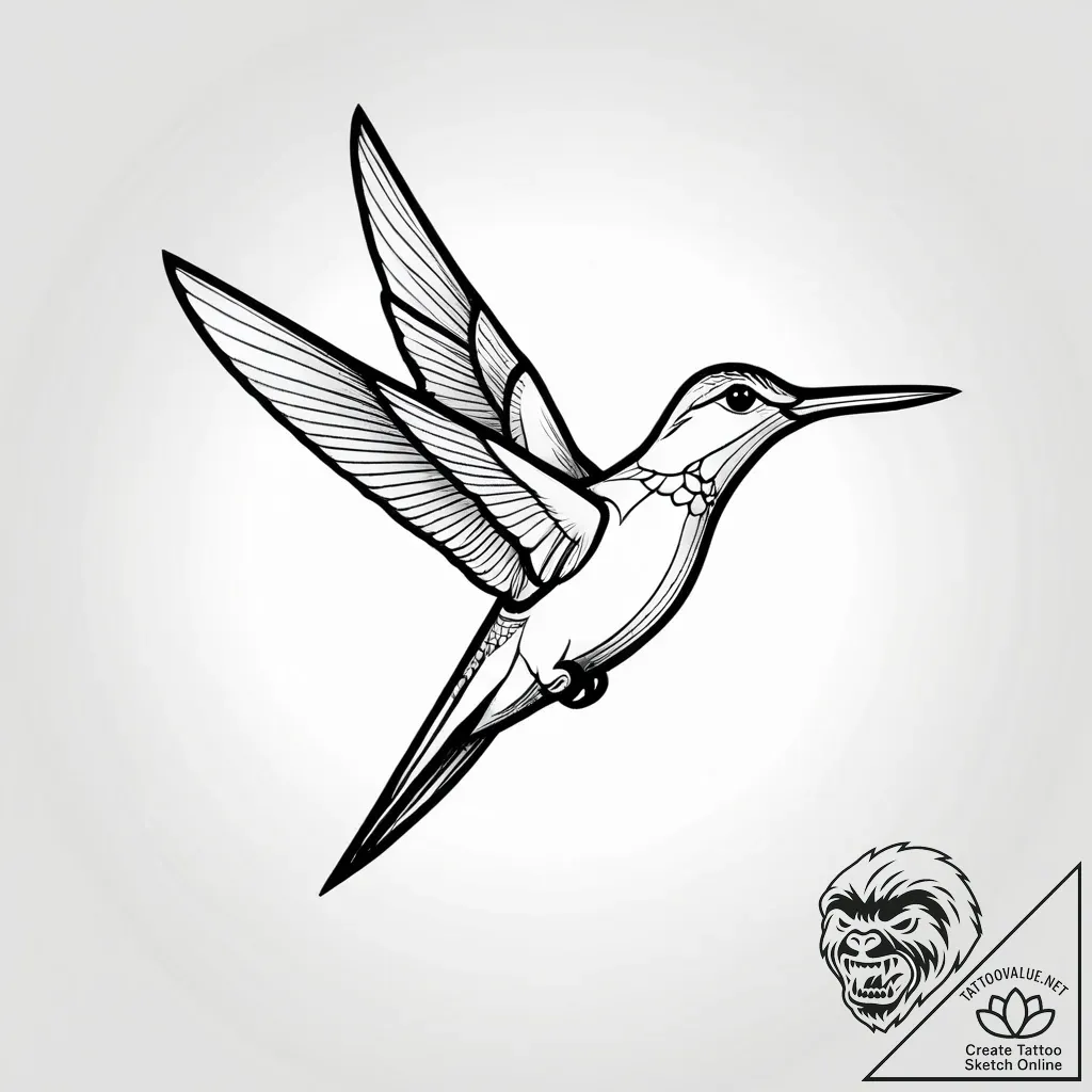 Tat tattoo sketch, hummingbird mid-flight nea... - style Jagger Old - tattoo sketch (29.11.2025 09:57)