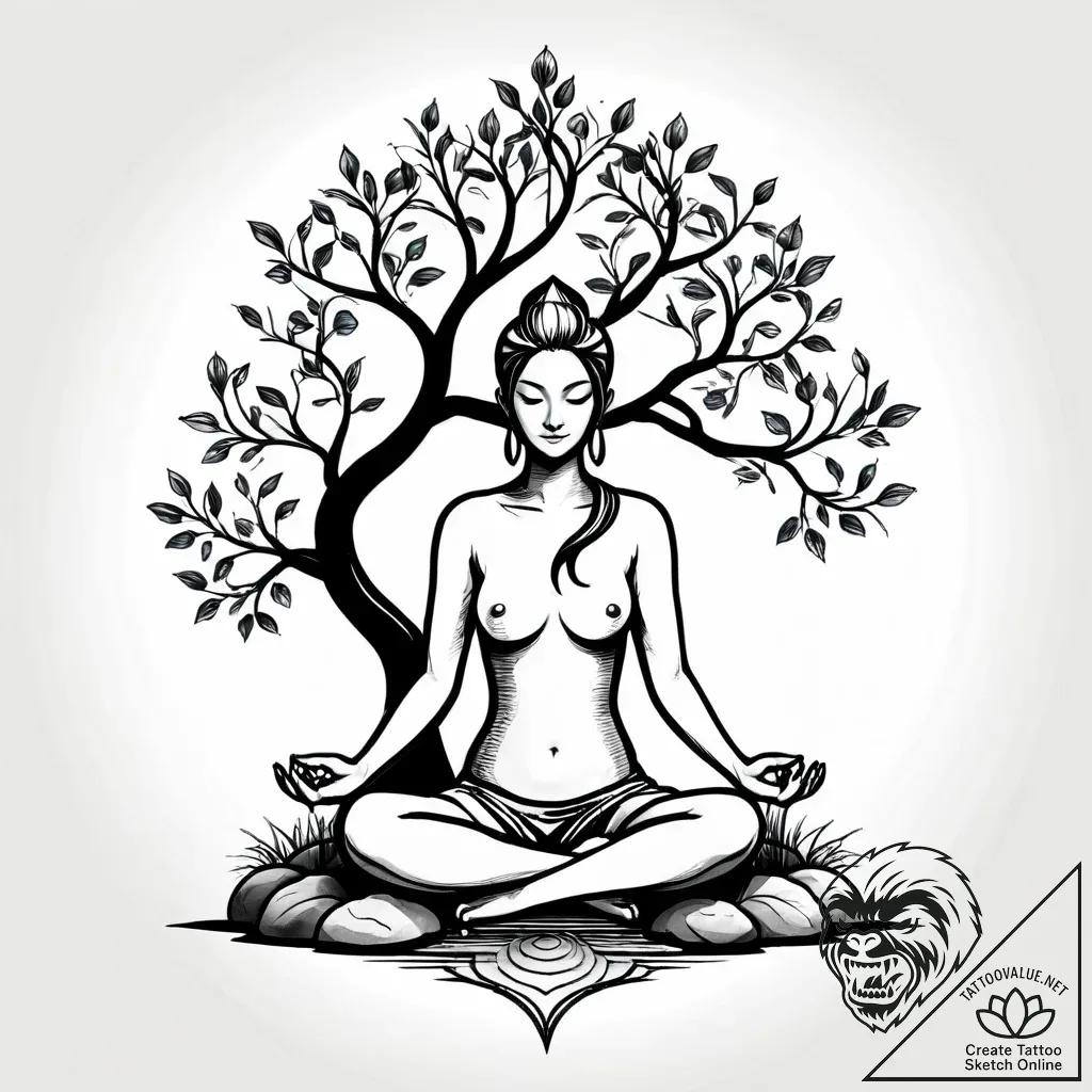 Tattoo sketch, master shifu meditating under... - style Jagger Old - tattoo sketch (29.11.2025 16:36)