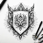 Tattoo design a family crest redesigned in a… – style Jaeger Simple – tattoo sketch (29.11.2025 17:16)