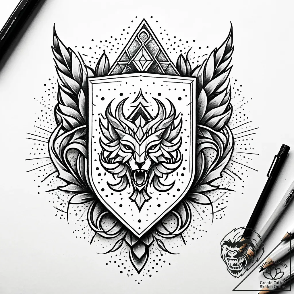 Tattoo design a family crest redesigned in a... - style Jaeger Simple - tattoo sketch (29.11.2025 17:16)