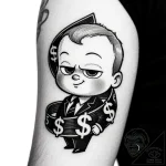 Tattoo sketch, boss baby silhouette with doll… – style Flux Inscriptions – tattoo sketch (29.11.2025 17:57)