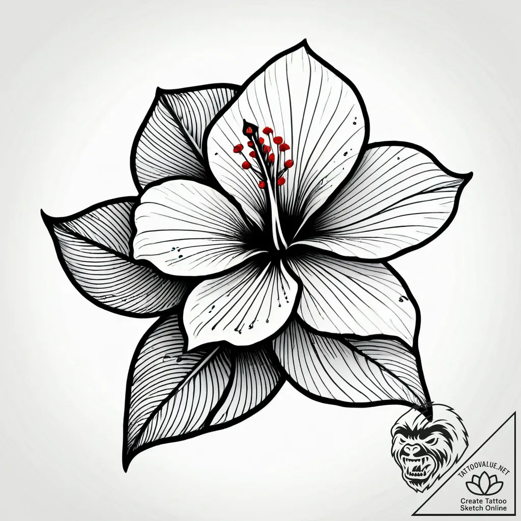 Tat tattoo sketch, vibrant hibiscus flower wi... - style Jagger Old - tattoo sketch (29.11.2025 18:56)