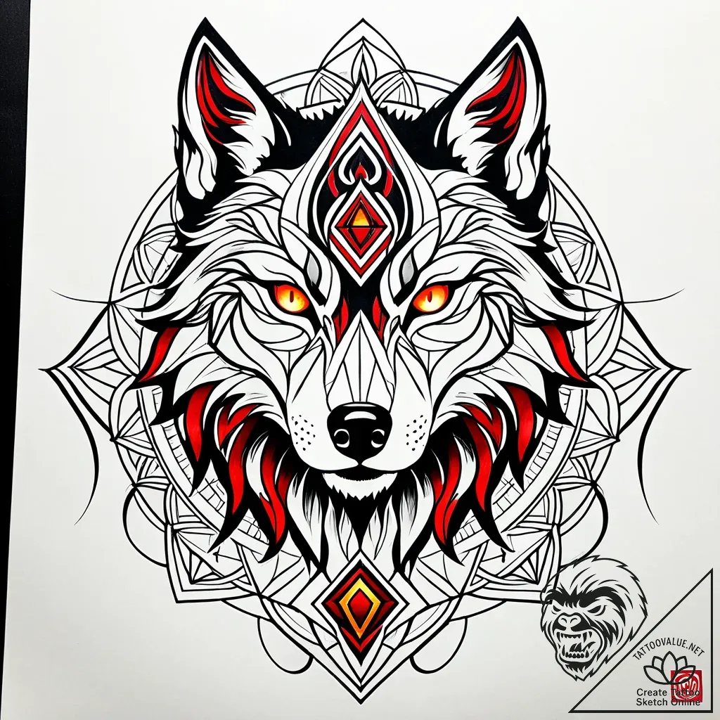 Tat tattoo sketch, magical wolf with glowing... - style Jaeger Simple - tattoo sketch (29.11.2025 19:37)