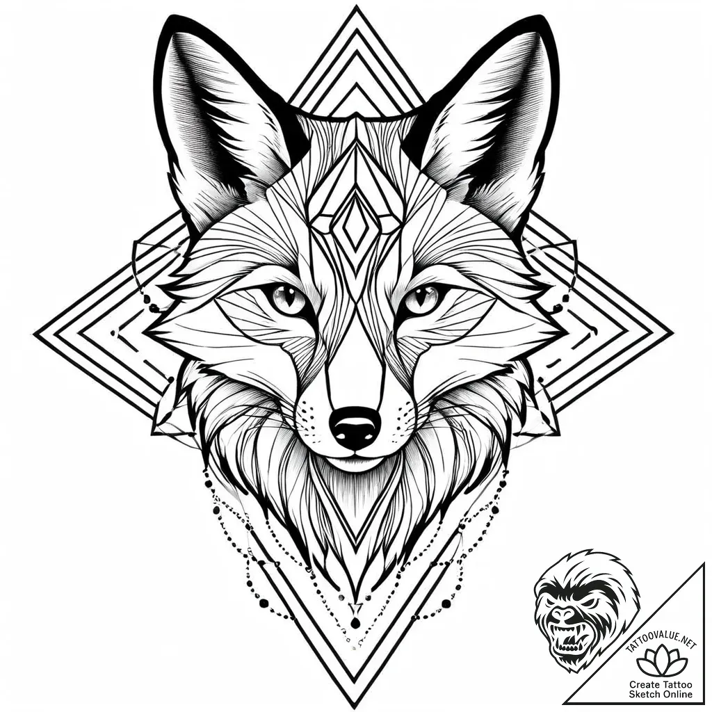 Tattoo sketch, slender fox face with geometri... - style Jaeger Mini - tattoo sketch (29.11.2025 19:56)