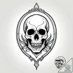 череп в зеркале, tattoo drawing outline, mini… – style Jagger Old – tattoo sketch (29.11.2025 21:37)