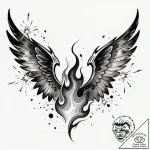 Tat tattoo sketch, ember’s fiery wings unfold… – style Flux Inscriptions – tattoo sketch (29.11.2025 21:57)