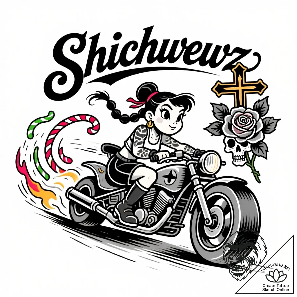 Tattoo sketch, vanellope von schweetz racing... - style Flux Inscriptions - tattoo sketch (29.11.2025 23:17)