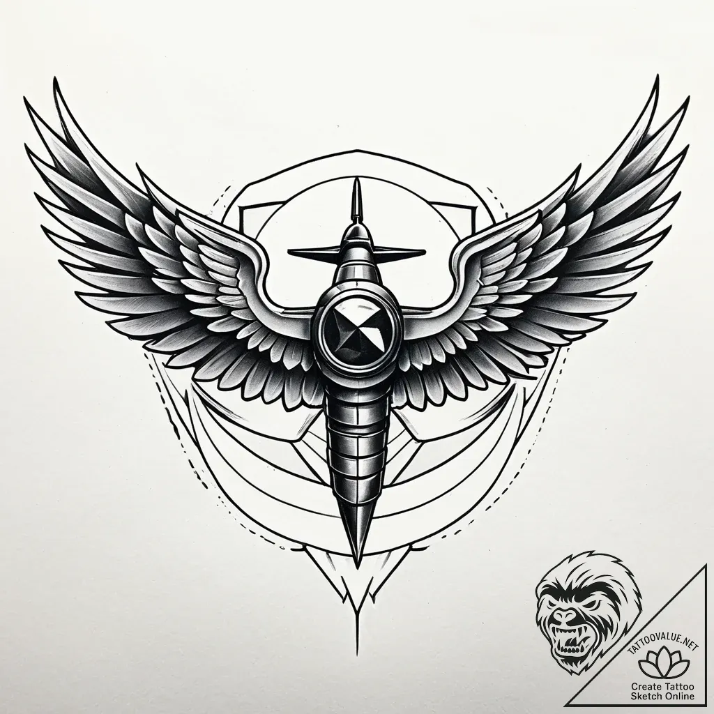 Tattoo design a pair of military aviator wing... - style Jaeger Simple - tattoo sketch (29.11.2025 23:37)