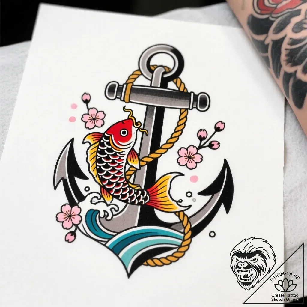 Tattoo design a tiny, symbolic anchor., artis... - style Flux Inscriptions - tattoo sketch (30.11.2025 01:57)