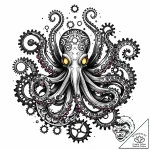 Tat tattoo sketch, steampunk octopus with clo… – style Jaeger Mini – tattoo sketch (30.11.2025 02:37)