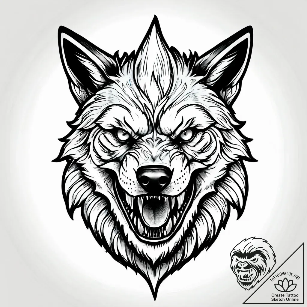 Tat tattoo sketch, werewolf mid-transformatio... - style Jagger Old - tattoo sketch (30.11.2025 02:57)