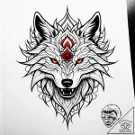 Wolf spirit devouring celestial bloom, tattoo… – style Jaeger Simple – tattoo sketch (30.11.2025 03:37)