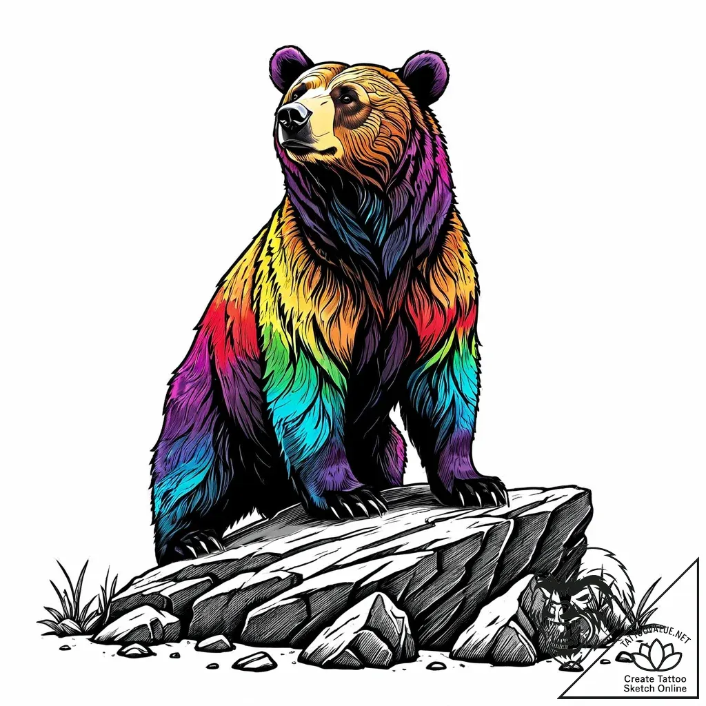 Tattoo sketch, kenai standing on rock cliff,... - style Jaeger Mini - tattoo sketch (30.11.2025 03:57)