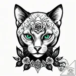 Tattoo sketch, sleek black cat with emerald e… – style Jagger Old – tattoo sketch (30.11.2025 05:36)