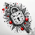 Tattoo sketch a ‘lock’ emoji on one, a ‘key’… – style Jaeger Simple – tattoo sketch (30.11.2025 06:17)