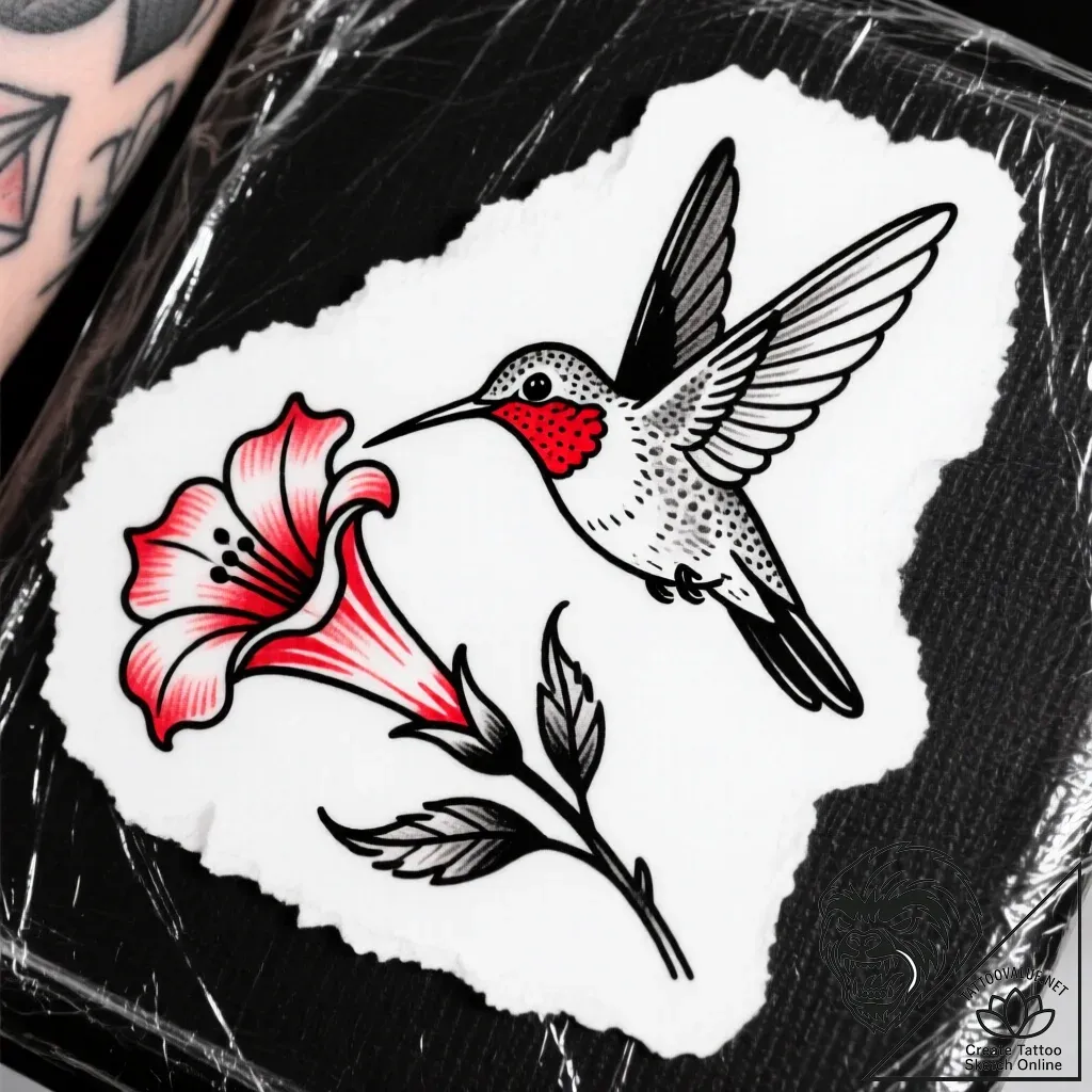 Tat tattoo sketch, hummingbird mid-flight nea... - style Flux Inscriptions - tattoo sketch (30.11.2025 07:17)