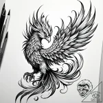 Tat tattoo sketch, mythical phoenix rising fr… – style Jaeger Simple – tattoo sketch (30.11.2025 07:37)